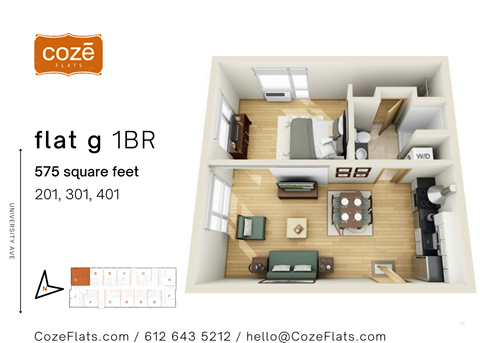 Flat G 1 Bedroom Floor Plan